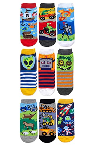 Image of Jefferies Socks Boys Fashion Novelty Dinosaur Stripes Pattern Variety Crew Socks 9 Pair Pack