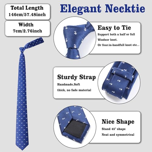 Image of AUSKY 6 Packs Men's Necktie, Assorted Striped Formal Silk Neck Ties for Man 3.15in wide
