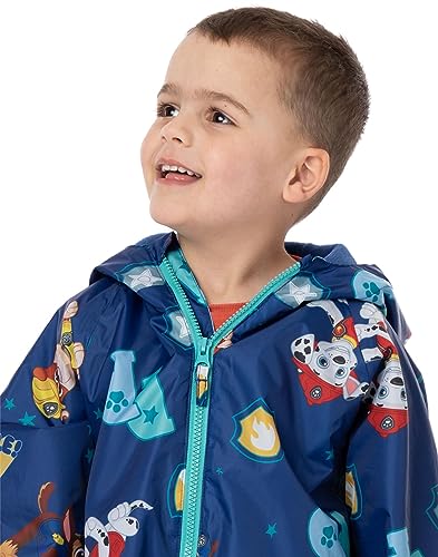 Paw Patrol Boys Puddle Suit | Kids All In One Rain Coat | Navy Marshall Chase Long Sleeve with Cuffs Play Walking Jacket4
