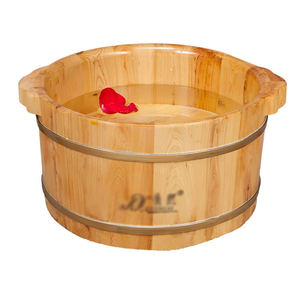Secchio per pediluvio in legno naturale, barile per pediluvio per il bagno di casa, lavabo per pediluvio addensato naturale in legno massello, vasca per pediluvi con secchio in legno, sonno domestico,