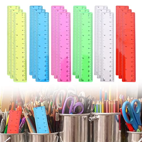 ZoeTekway Regla pequeña de plástico para niños, pequeña regla para escuela primaria, flexible, para material escolar, 1 clase (18 unidades, regla de 15 cm de color)