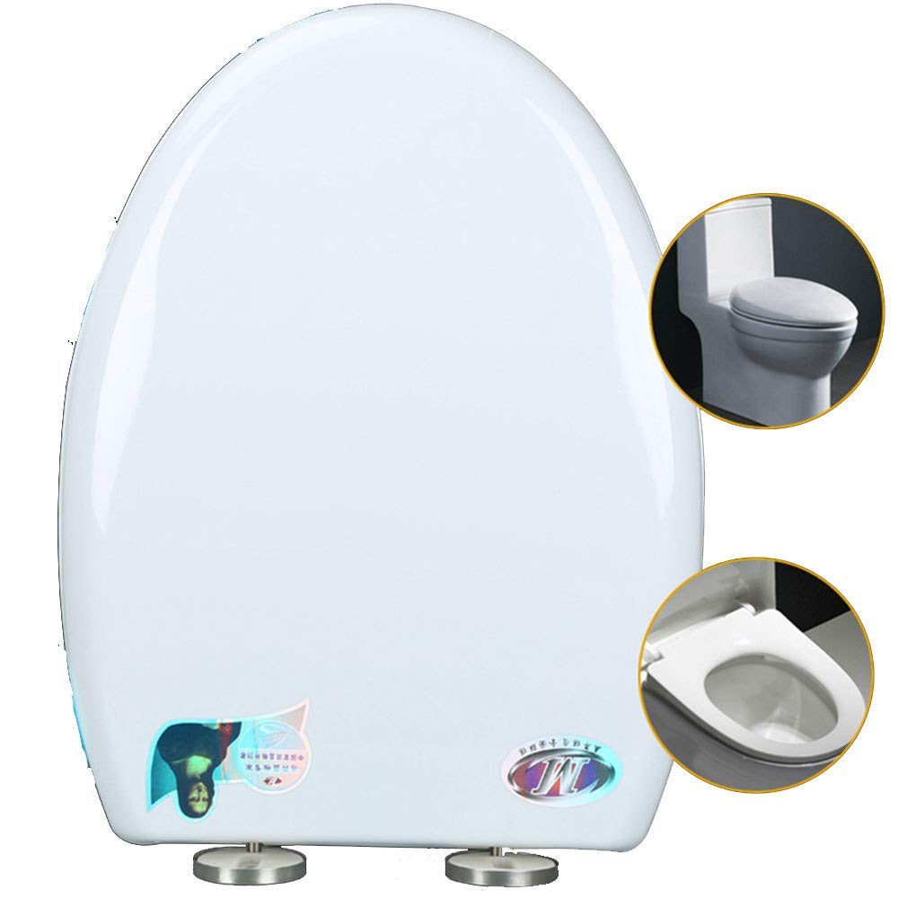 Asiento de Inodoro, Asiento de Inodoro Compatible con Asiento de Inodoro en Forma de U/V desaceleración silenciosa Tapa de Inodoro Engrosada,