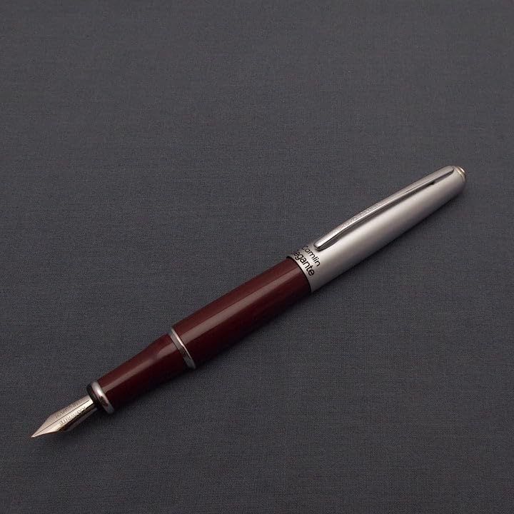 Image of Camel Premium Elegante Fountain Pen - Smooth Writing Handcrafted Fountain Pen | Gold-Plated Nib, Brass Cap & Chrome Body | Pack of 1 | Colour May Vary (Black, Blue, Red)