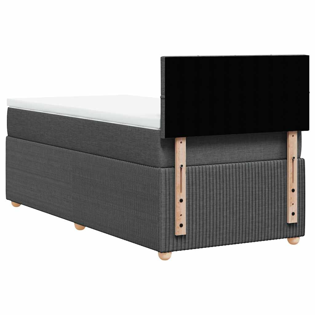 Cama con somier LED, 80 x 200 cm, color gris oscuro, núcleo de muelles ensacados, estructura de madera, 100 cm de altura, para jóvenes y habitaciones de invitados