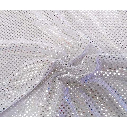 White Sequin Jersey Shiny Sparkly Material Nylon Fabric Fancy Dress Metallic Per Metre by Accessories Attic Limited Cover