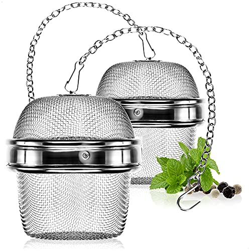 com-four® 2x Teesieb aus rostfreiem Edelstahl 304 - Tee-Ei Ø 6,5 cm für losen Tee, Gewürze und...