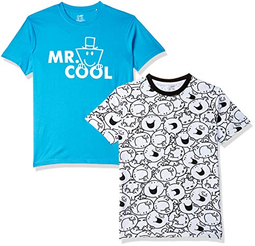 Image of Joshua Tree Boy's Mr. Men Little Miss Regular fit T-Shirt (Pack of 2) (MM-14 White, Blue 10-11 Years)