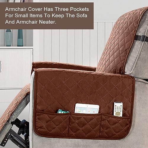 Recliner Chair Cover Pad with 6 Side Pockets - Image 2