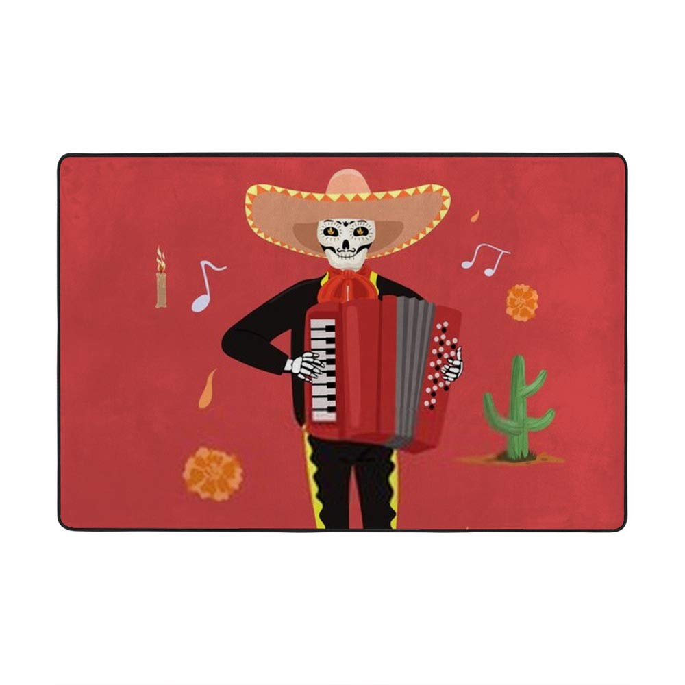 Tapis mexicaine squelette en velours corail ultra doux grand tapis de salon 160x122cm