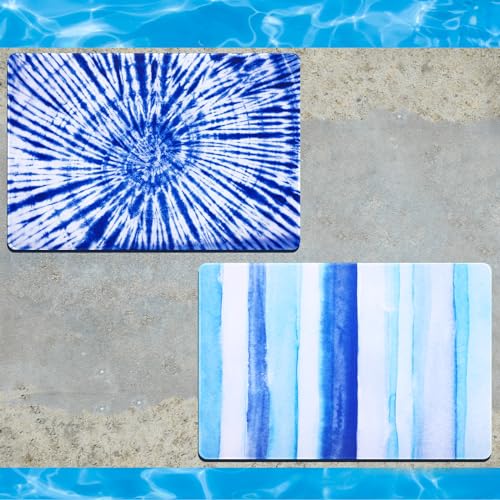 Kigley 2 Pcs Poolside Mats for Edge of Pool Non Slip Poolside Seating Mats Foldable Pool Cushions Accessories for Swimming Pools, 15.7 x 23.6 Inch, Dark Blue