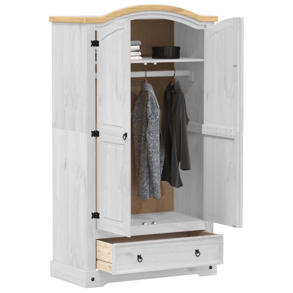 Kleiderschrank, Garderobenschrank mit Stauraum Metallgriff, Hochschrank für Schlafzimmer, Dielenschrank Weiß