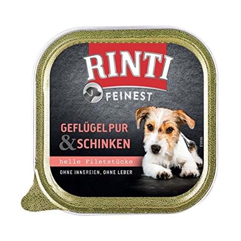 RINTI Feinest Geflügel Pur & Schinken | Hunde Nassfutter | 9x150g | Helle Filetstücke | ohne Innereien | ohne Leber Cover