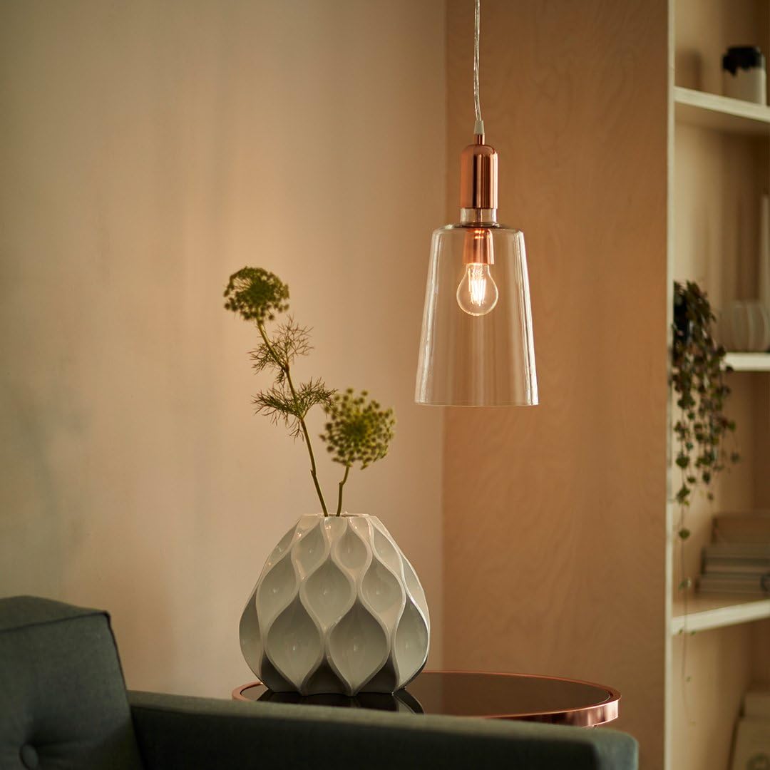 Amazon Basics Żarówka LED E27 z gwintem Edisona, 7 W (odpowiednik 60 W), przezroczysta, ciepła biel, brak możliwości przyciemniania, opakowanie 2 sztuk