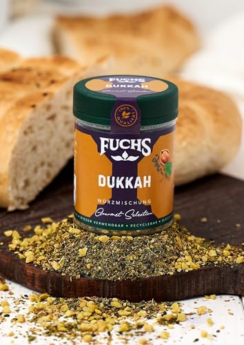 Foto von Fuchs Gewürze Gourmet Selection Naher Osten-Afrika – Dukkah Gewürzmischung, nachfüllbarer Gewürz Mix, zum Verfeinern von Fisch und Lamm, vegan, 50 g
