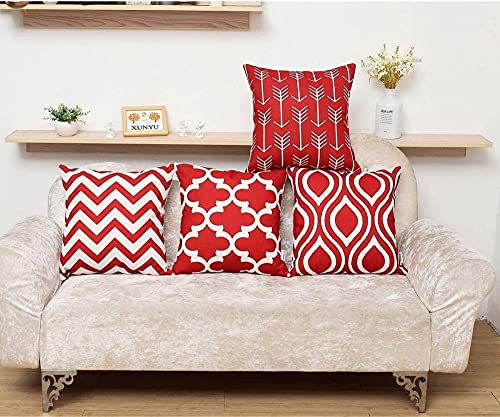 Protectores De Almohada Juego De 4 Funda De Almohada Decorativa Funda De Coche Para Sofá De Dormitorio Cuadrado Calidad Geométrico Mirada De Lino Con Cremallera Invisible 45x45cm(18"x18") Fiesta del c thumbnail