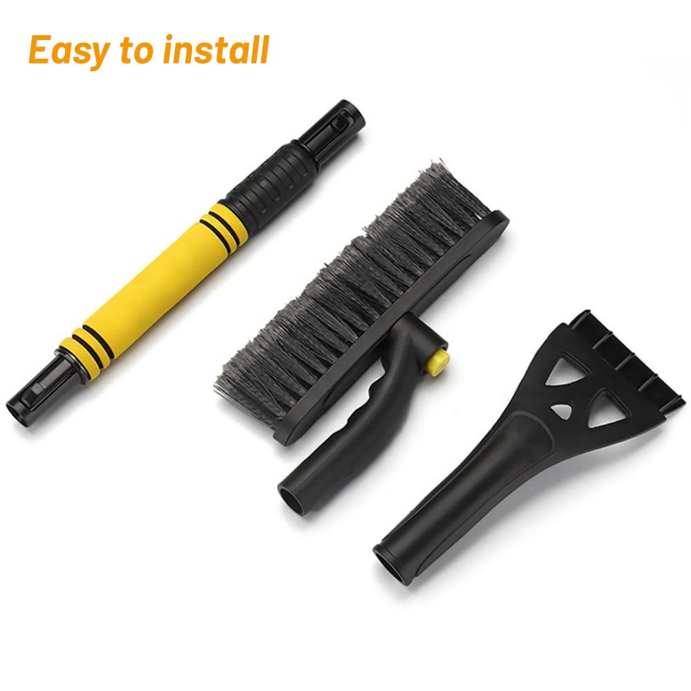 Grattoir à Glace Brosse à Neige, XiXiRan Brosse à Neige avec Poignée Télescopique, 2 en 1 Brosse de Déneigement, Brosse à Neige avec Poignée en Mousse, Outils de Déglaçage et de Déneigement de Voiture