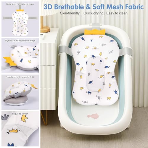 Image of Colorlife Baby Bath Seat Support Net Infant Bathing Seat Support Mat, Adjustable Comfortable Non-Slip Three-Pointed Baby Shower Net Bathtub Sit Up Mesh for Newborn 0-12 Months-Crown(No Bathtub)