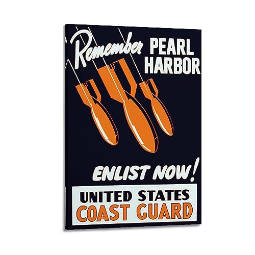 KYTIN Poster vintage de guerre « Remember Pearl Harbor » sur toile 50 x 75 cm