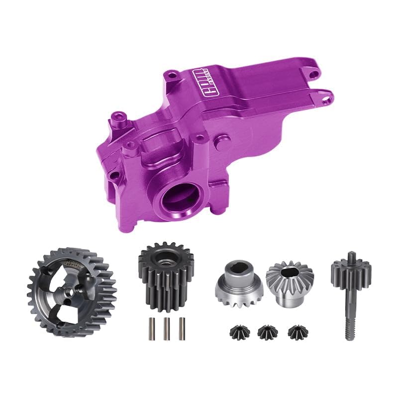 Aluminum 7075 Alloy Transmission Case + 40Cr Steel Transmission Gear Set for LOSI 1:24 Micro-B 2WD Buggy RTR-LOS00007 / 1:28 Micro-T 2S 2WD RTR Stadium Truck-LOS-1392 Upgrades - Purple