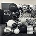 Produktbild TITSHOP 101 Stück Luftballon Girlande Set Latex Schwarz Weiß Silber Dunkle Farbe Luftballons Helium Ballons Ballonbogen Kit für Geburtstag Hochzeit Graduierung Vorschlag Dekoration Party Deko