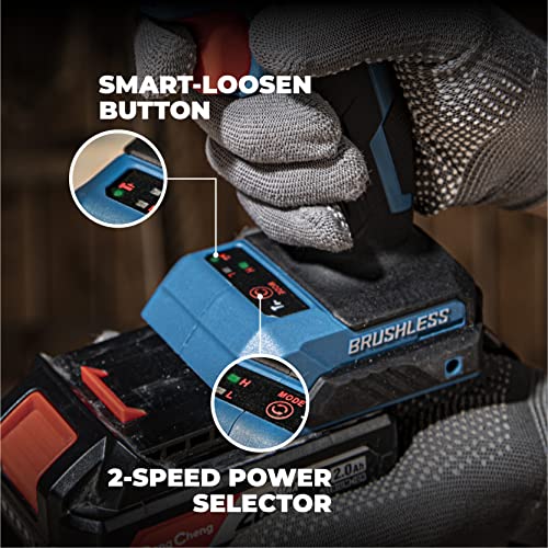 Dong Cheng 20V max Bürstenloser Akku Schlagschrauber, Drehschlagschrauber, max. Drehmoment 298N.m.,1/2 Zoll-Außenvierkant, mit 4.0Ah Akku, 1 Ladegerät,7 Schlagstecknüssen – Bild 7