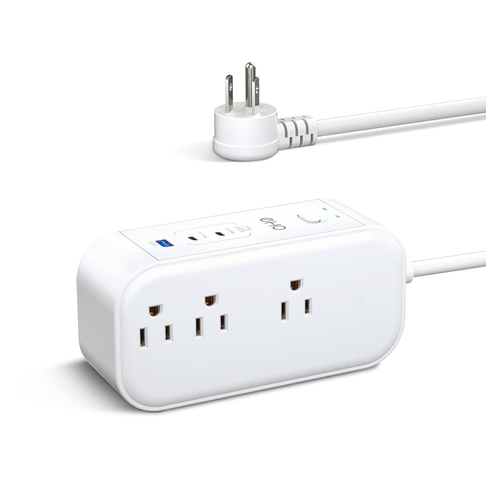 10FT Surge Protector Power Strip with PD 65W USB C for Travel, Desktop USB Charging Station with 6 Outlet and 3 USB Ports, Overload Protection, Flat Plug, Wall Mount for Dorm Home Office, 1875W/15A