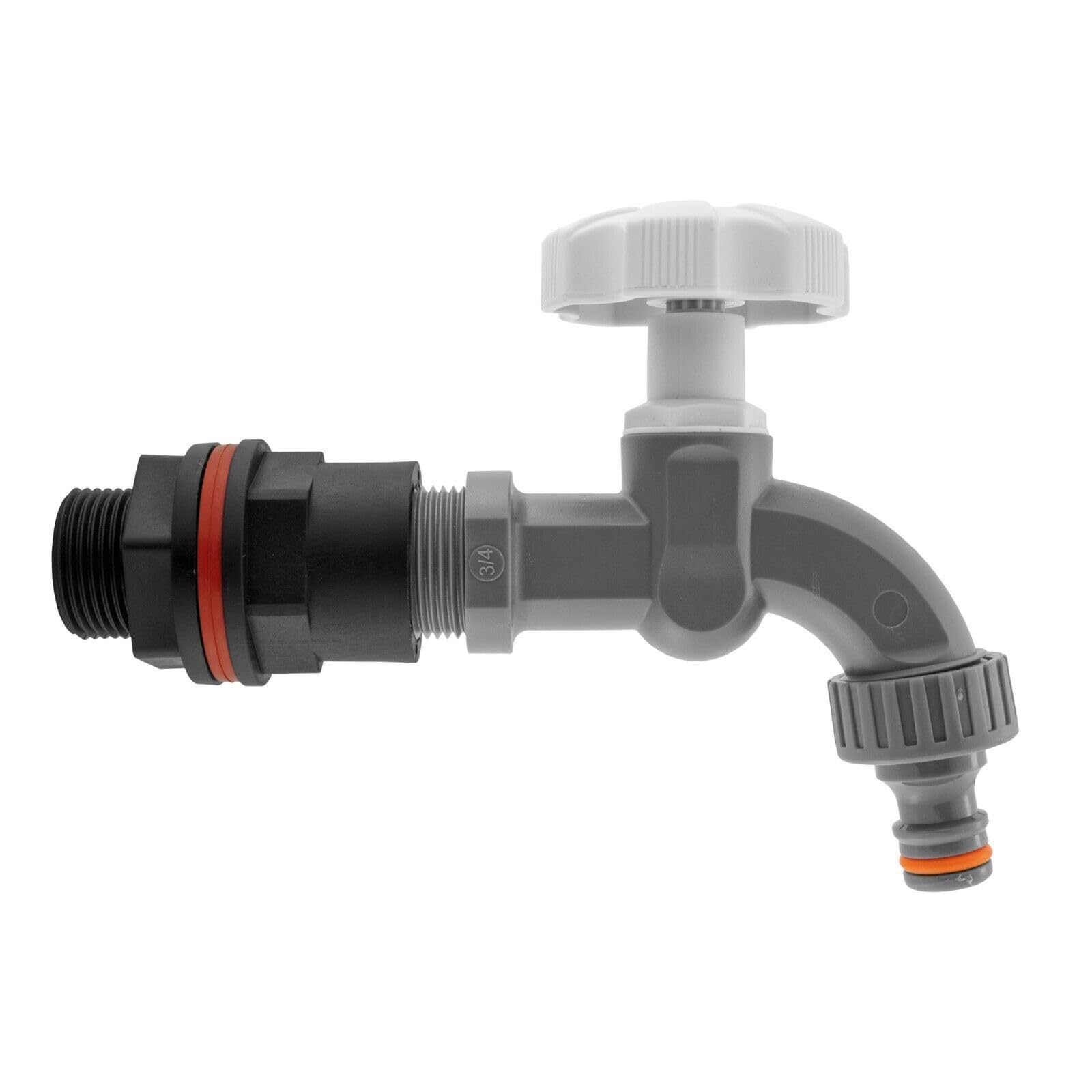 Water Butt Replacement Tap Solid Metal Lever UK Bib Outlet Barb Quick Hosepipes 1/2" & 3/4 (Plastic Dial Tap (Grey), 3/4")