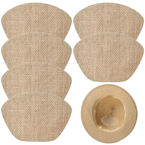 Boao 6 Pcs Straw Hat Repair Patches Kit Self Adhesive Straw Patches Repair Hat Stiffener Crown Brim Reinforce for Felt Cap