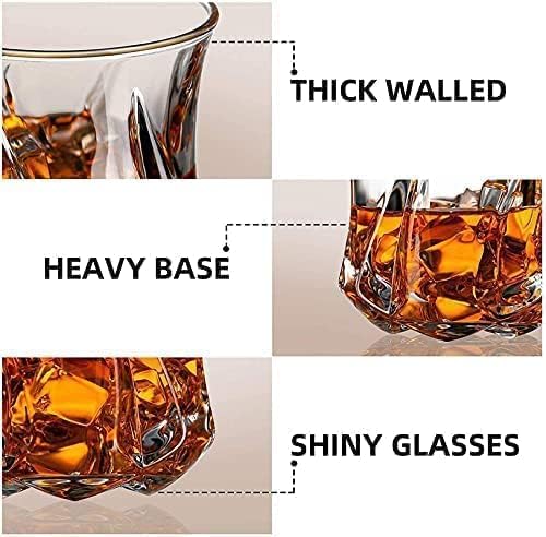 Image of Premium Crystal Whiskey Glass - Twisted Design, Set of 4, 300ml Old Fashioned Tumbler for Bourbon, Scotch & Cocktails (4, Round Twisted)