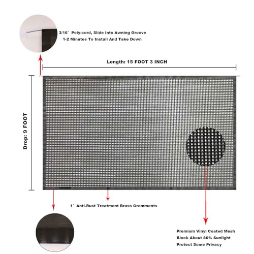 Image of RV Awning Mesh Sun Shade Screen for Motorhome Camper Trailer Sunshade