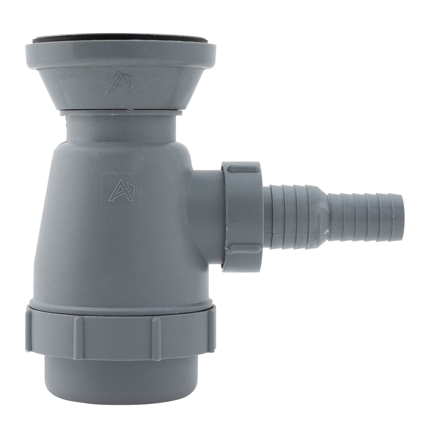 Ambassador Marine - 2 inch Drain, Trap Sink Drain, 3/4 inch & 1 inch Hose Barb, w/Chain Stopper - Ultra-Mirror Finish - S00-0108-UP-W