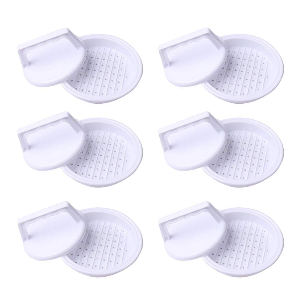Yarnow 6pcs burger shaper burger patty molder stuffed burger maker burger smasher burger molds plastic press meat patty maker burger form circle stencil meat press set filling white