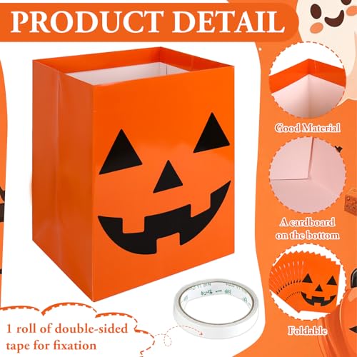6 Canecas de Basura Desechables Halloween Naranja y Blanco miniatura 3