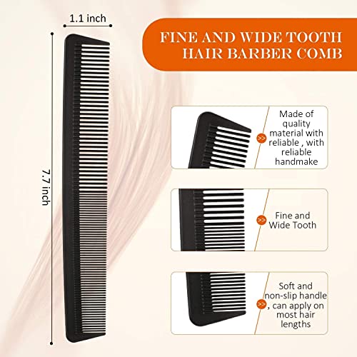 Image of 3 Pieces Tail Combs Set Carbon Styling Comb Fiber Rat Tail Comb Anti Static Heat Resistant Barber Hairdressing Comb Steel Pintail Comb Cutting Fine Tooth Comb Teasing Hair Comb for Women Men, Black
