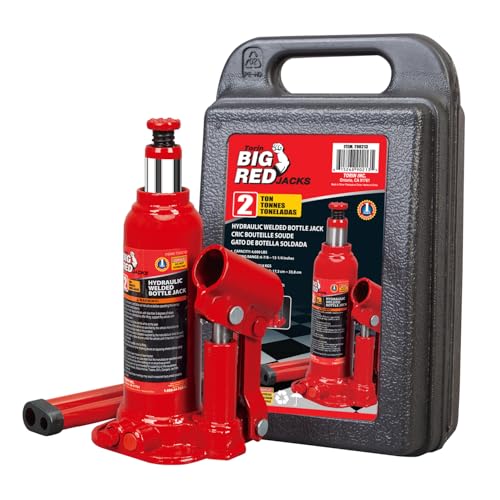 Image of Big RED T90213-2 Torin Hydraulic Welded Bottle Jack with Blow Mold Carrying Storage Case, 2 Ton (4,000 lb) Capacity, Red