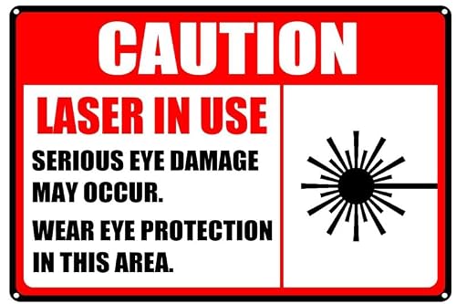 peiyeety Caution Sign, Protective Eyewear Required Laser Safety Signs, Aluminum Tin Outdoor Sign,Garage,Man Cave,Bedroom Wall Decor Gift 12X8 Inch, black-5