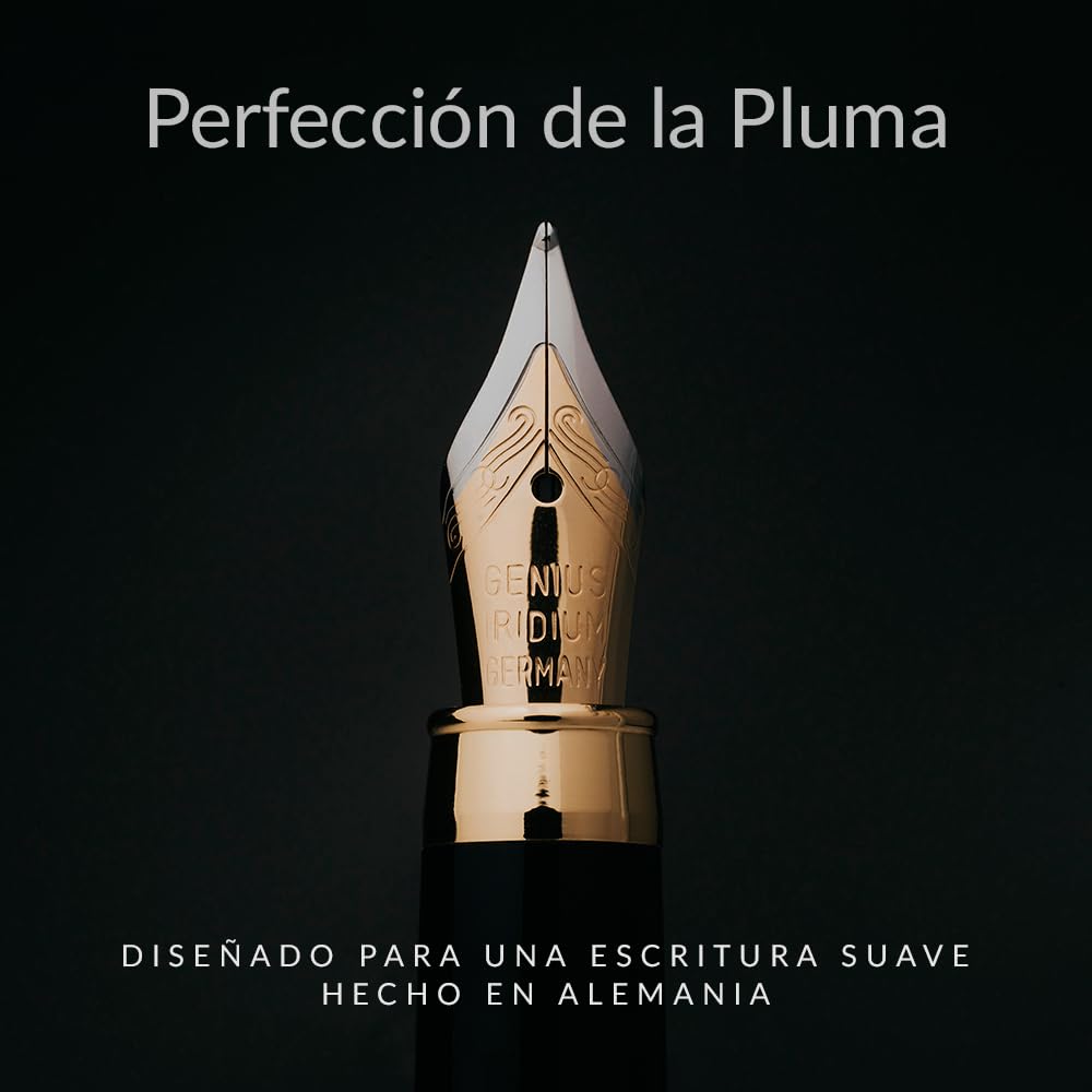 Wordsworth and Black's Pluma de caligrafía - Pluma estilográfica de madera de bambú - Convertidor de tinta recargable - escribir en diario, dibujar (Madera negra, estuche [punta mediana])