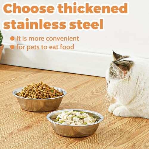 2 Stück Dick Edelstahl Hundenapf Food Grade Safe Haustier Katze & Hunde Futternäpfe und Wassernäpfe leicht zu reinigen (14cm/5.5in)