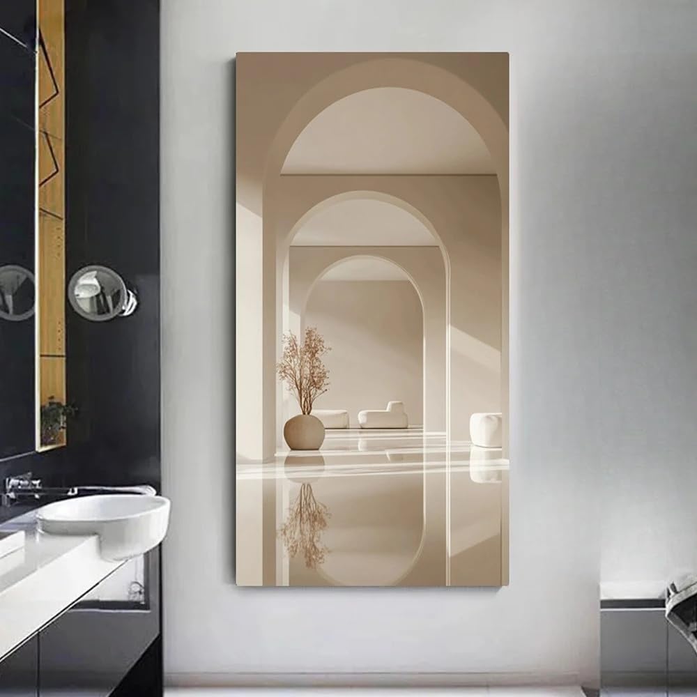 LTjiajuypd Modern Beige Archway Canvas Wall Art Neutral Prints For Living Room And Office Decor(80X160cm)