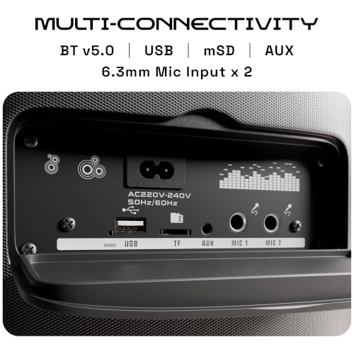 Image of ZEBRONICS Party Fyre 650 Party Speaker, 180W RMS, Dual 16.51cm Full Range Drivers, 7h Playback, Dual Wireless Mics, Karaoke, TWS, BT v5.0, USB, mSD, AUX, Music & Mic Controls, RGB Modes, LED Display