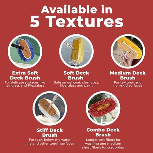 Shurhold 10” Soft - Medium Combo Brush Boat & RV Wash Brush, Dual Texture Bristles for Gelcoat, Fiberglass & Painted Surfaces, 10 Inch Head - Red by Shurhold - Image 4