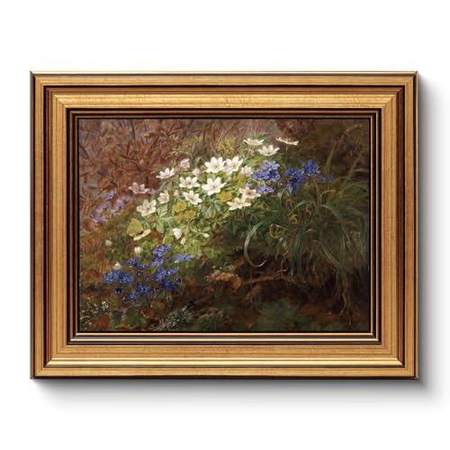 Image of HUARCEY Gold Framed Vintage Wall Art for Living Room, Bathroom Shelf Wildflowers Prints Decor Aesthetic Classical Floral Paintings Farmhouse Wall Decor, Retro Table Desk Decoration for Bedroom 8 inchx10 inch
