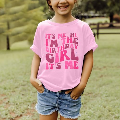 Image of LOTUCY Birthday Girl Outfit for Kids Its Me Hi Im The Birthday Girl Shirt Letter Printed Princess Birthday T-Shirt