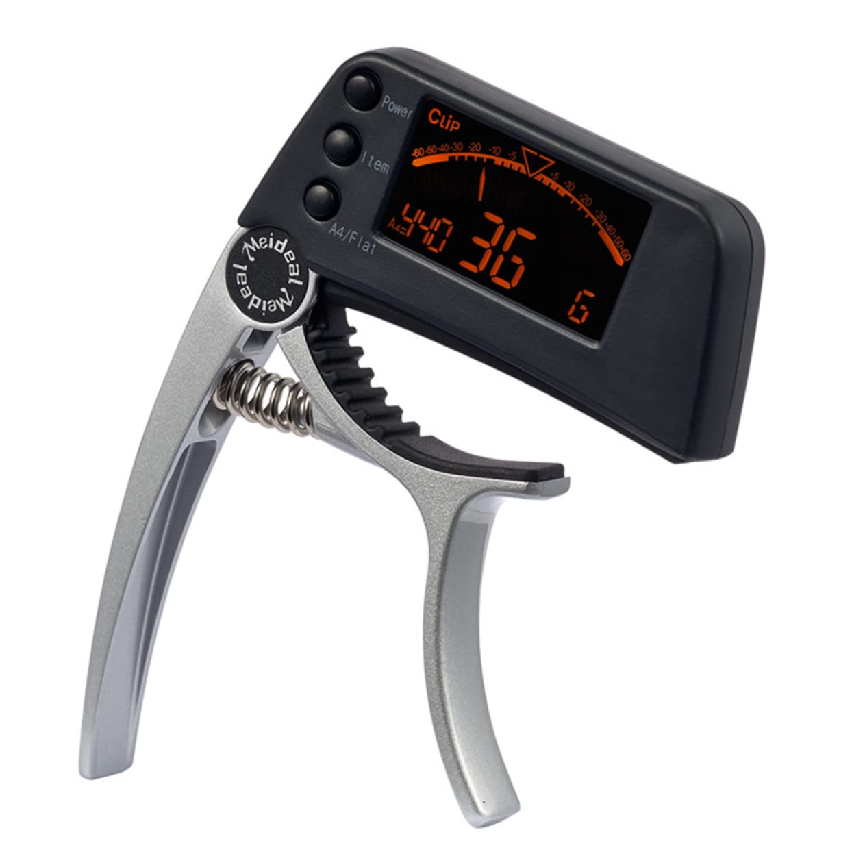 Toyvian 2pezzi Clip Accordatore Digitale Lcd Con Capotasto Per Chitarra Acustica e Elettrica Strumento Di Sintonia Per Chitarra Ukulele e Banjo Argento