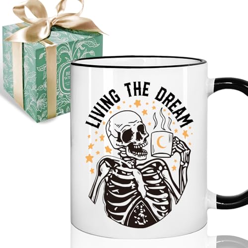 Taza Calavera Divertida de Porcelana 11oz Blanca miniatura 1