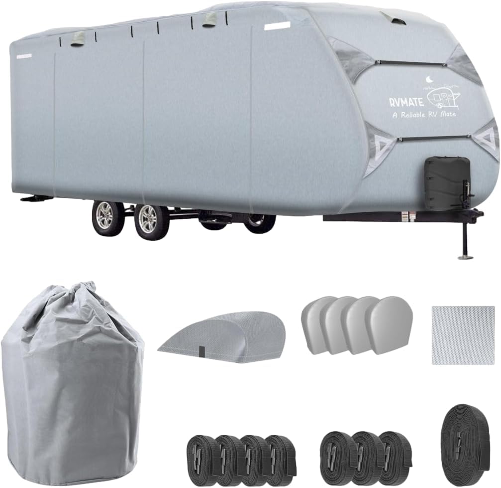 Premium Gray Travel Trailer Cover for 27' - 30' | Heavy-Duty Weather Protection & UV Defense