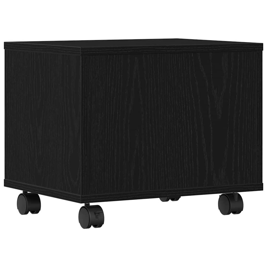 Supporto per stampante con ruote, in legno di quercia nera, 41 x 32 x 34,5 cm, supporto per stampante rettangolare per ufficio e casa, supporto mobile con ruote per stampante