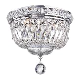 Edvivi Colonial Crystal Flush Mount, 3 Lights Glam Lighting Fixture with Chrome Finish, Crystal Shad