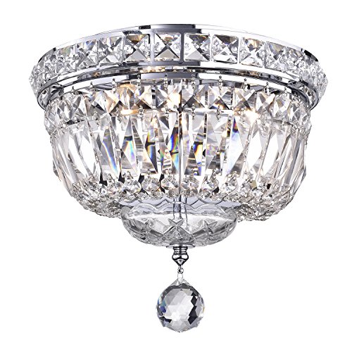 Edvivi Colonial Crystal Flush Mount, 3 Lights Glam Lighting Fixture With Chrome Finish, Crystal Shade Chandelier, Entryway, Living, Dining, Bedroom #TOP10