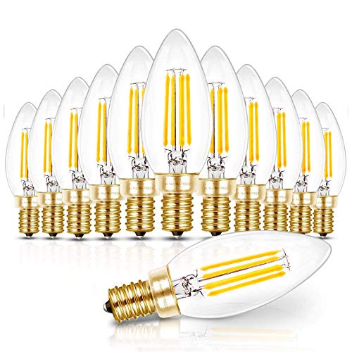 Hizashi E12 Candelabra LED Light Bulb 40 Watt Chandelier Light Bulbs Dimmable 5000K Daylight, B10 LED Candelabra Bulbs, 90+CRI, 4W, 450LM, Candle Ligh